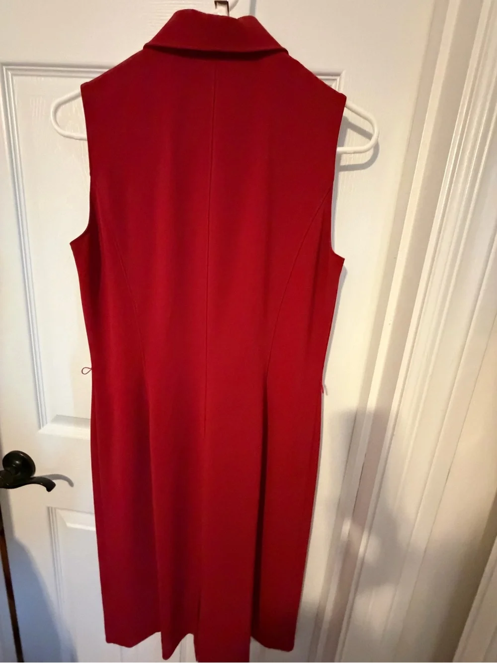 Ann Taylor Sleeveless Red Button-Front Midi Dress